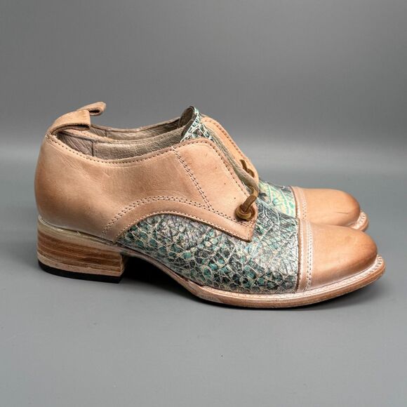 Freebird by Steven Mabel Women's 7 Brown Snakeskin Oxford Boots Slip-On Western - Picture 1 of 11